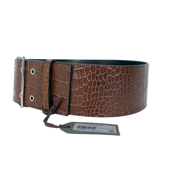 ALLSAINTS $135 Aline Croco Wide Leather Belt Women's S - NWT - Picture 2 of 6